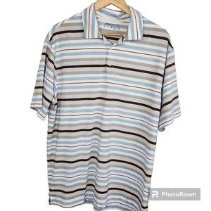 Nike Shirt Mens Large Dri Fit Golf Polo Stripe Size L